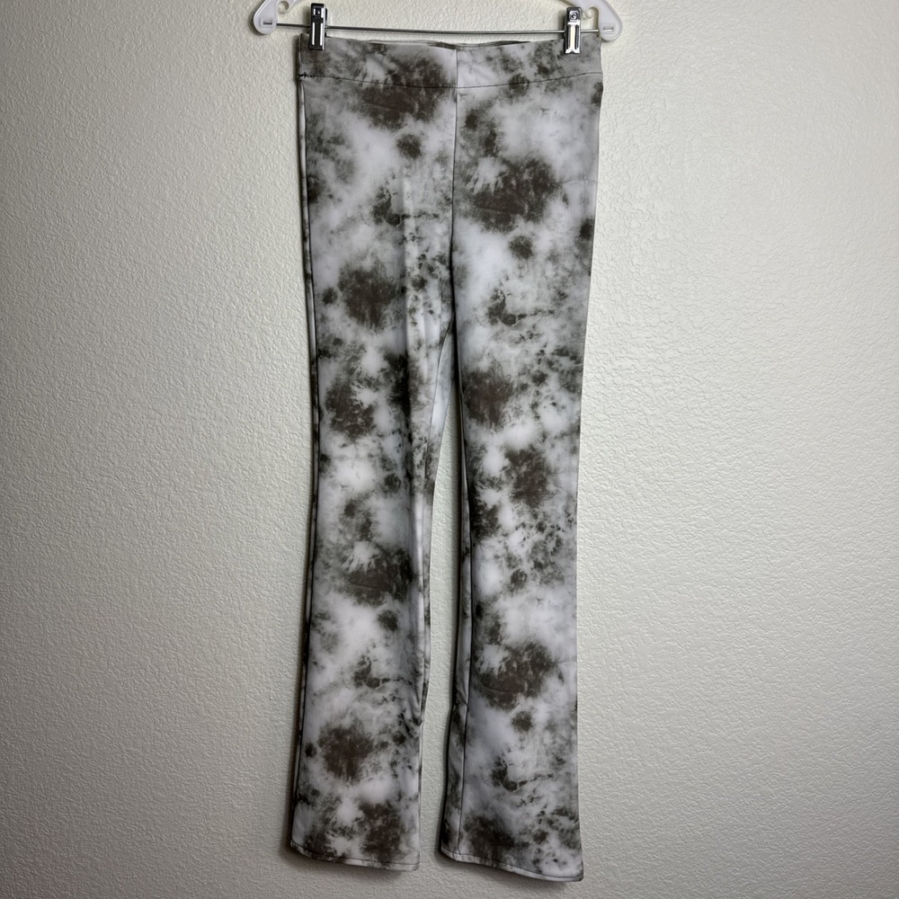 Zara Flared Trousers M Medium Gray TieDye High Rise Stretch Athleisure Festival
